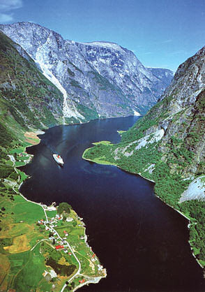 a Sogne-fjord madártávlatból